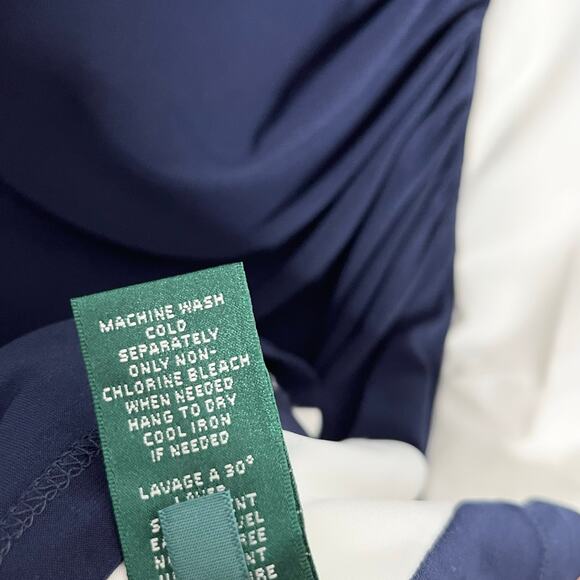 Lauren Ralph Lauren Womens Sheath Dress 14P Navy Cream Color Block Layered - Picture 10 of 15